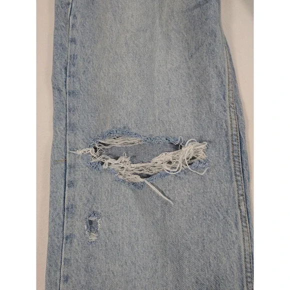ZARA Wide Leg Jeans Womens 6 100% Cotton Distressed Denim 90's Grunge y2k Preppy - Picture 7 of 12